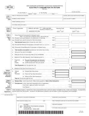 New Hampshire Electricity Consumption Tax Return