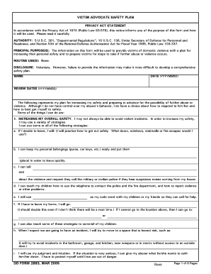 Victim Advocate Safety Plan Form