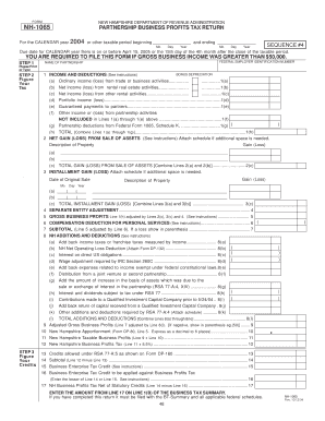 New Hampshire Partnership Business Profits Tax Return