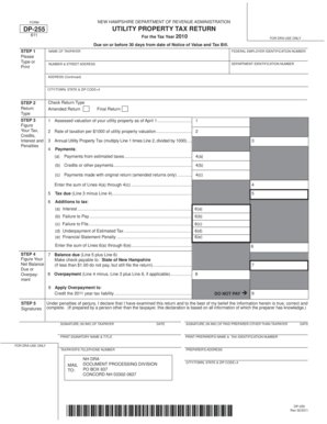 New Hampshire Utility Property Tax Return