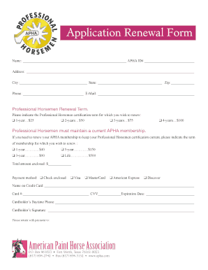 Professional Horsemen Renewal Form