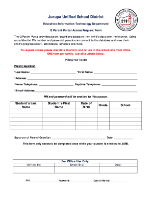 Q Parent Portal Access Request Form