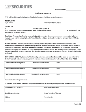 Certificate of Partnership