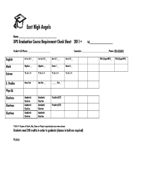 DPS Graduation Course Requirement Check Sheet