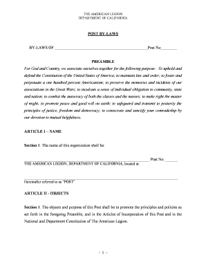 American Legion California Post Bylaws