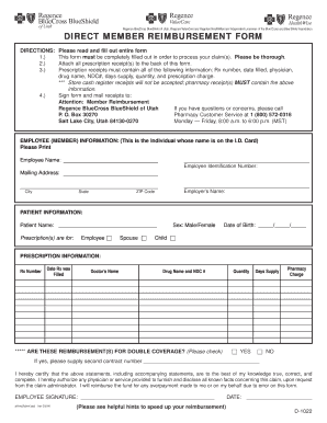 Regence BlueCross BlueShield of Utah Direct Member Reimbursement Form