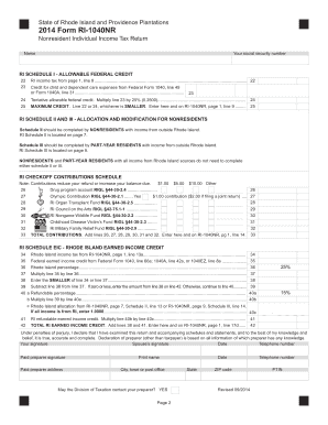 Rhode Island Nonresident Income Tax Return