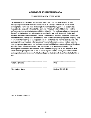 College of Southern Nevada Confidentiality Statement