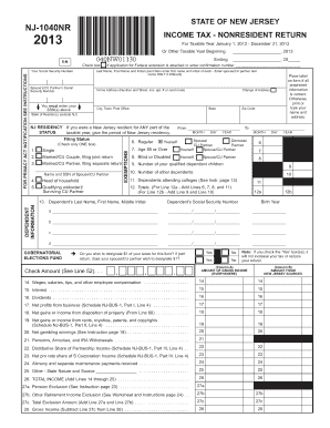 New Jersey Nonresident Income Tax Return