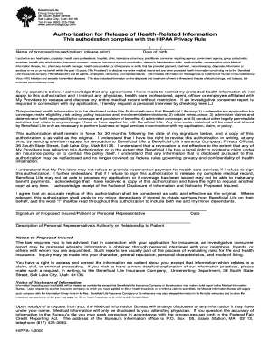 Authorization for Release of Health-Related Information