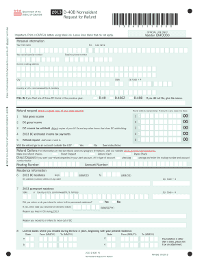 2013 D-40B Nonresident Request for Refund