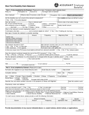 Short Term Disability Claim Statement