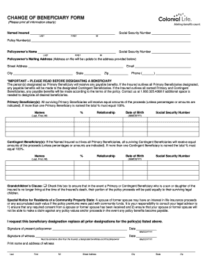 Change of Beneficiary Form