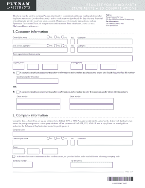 Request for Third Party Statements and Confirmations
