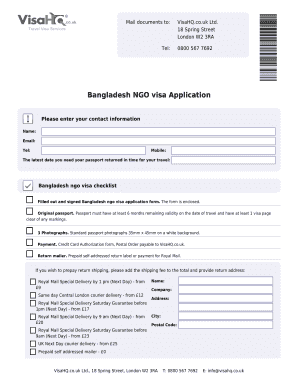 Bangladesh NGO Visa Application Form