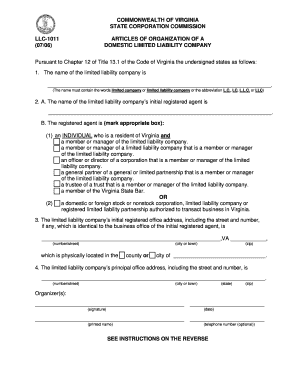 Virginia LLC Articles of Organization