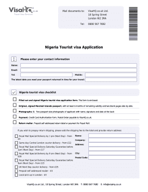 Nigeria Tourist Visa Application Form