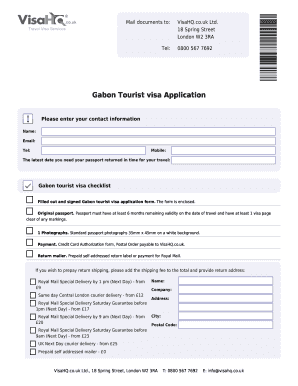 Gabon Tourist Visa Application Form