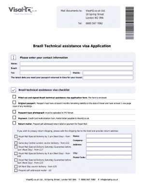 Brazil Technical Assistance Visa Application