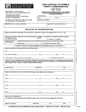 Washington State Articles of Incorporation