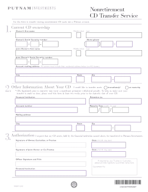 Putnam Nonretirement CD Transfer Form