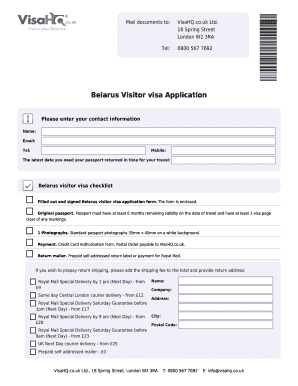 Belarus Visitor Visa Application