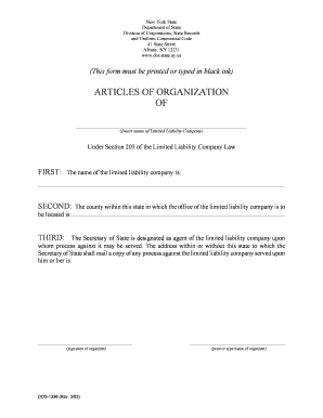 New York LLC Articles of Organization