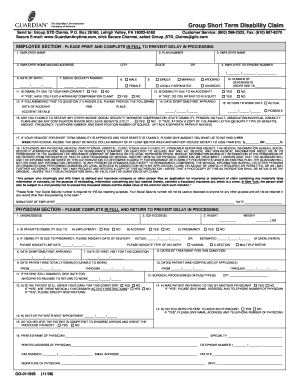 Group Short Term Disability Claim Form