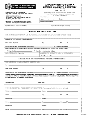 Washington LLC Formation Application