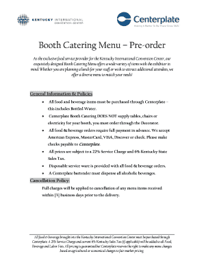 Booth Catering Order Form
