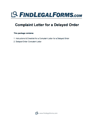 Complaint Letter for Delayed Order