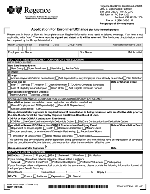 Regence BlueCross BlueShield of Utah Enrollment/Change Form