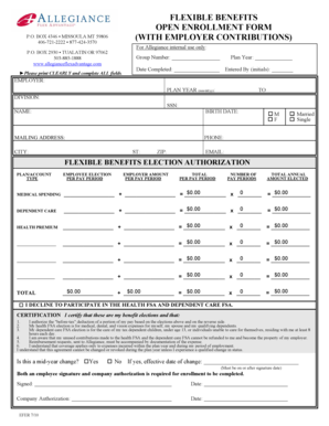 Flexible Benefits Open Enrollment Form