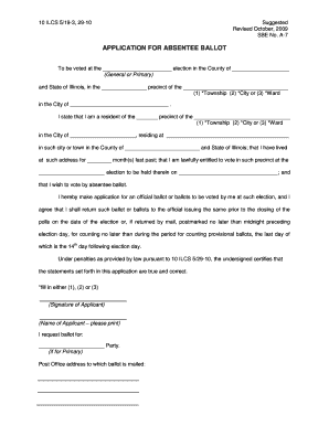 Illinois Absentee Ballot Application