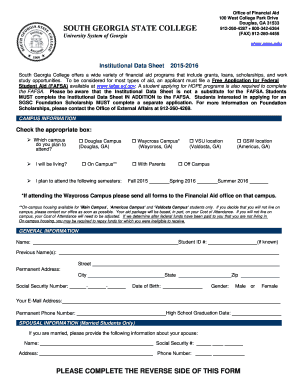 Institutional Data Sheet 2015-2016