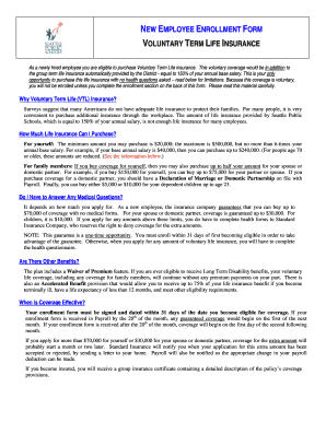 Voluntary Term Life Insurance Enrollment Form