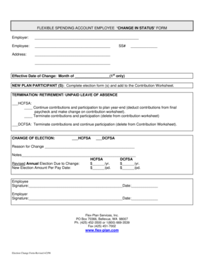 Flexible Spending Account Change in Status Form