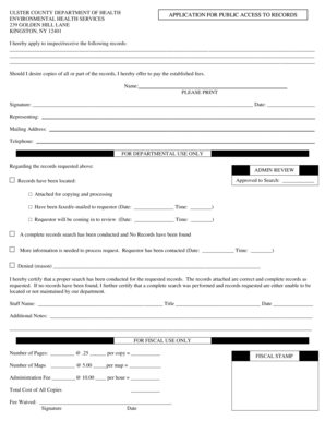 Ulster County Public Records Access Application
