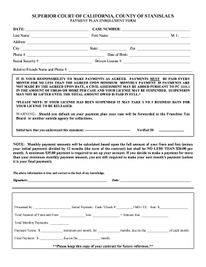 California Traffic Payment Plan Enrollment Form