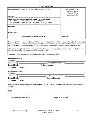 Confidential Declaration Form