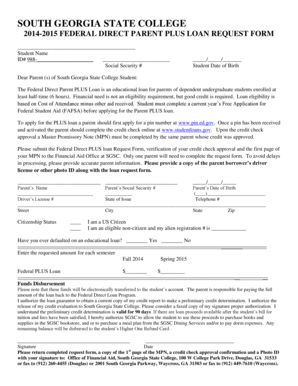 Federal Direct Parent PLUS Loan Request Form