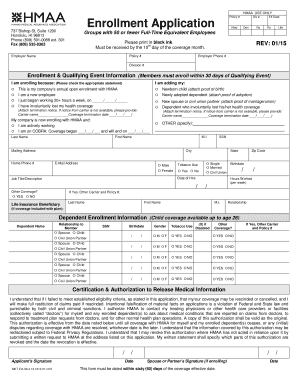 HMAA Health Insurance Enrollment Application