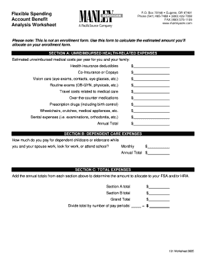 Flexible Spending Analysis Worksheet