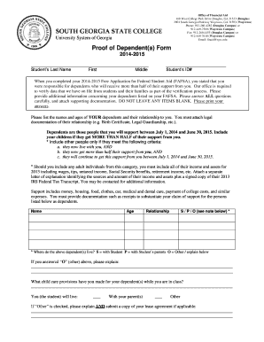 Proof of Dependent(s) Form