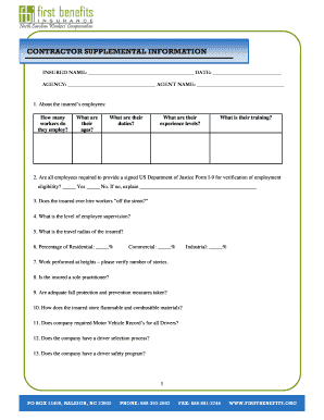 Contractor Supplemental Information Form