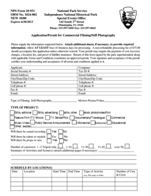 ApplicationPermit for Commercial FilmingStill Photography - film