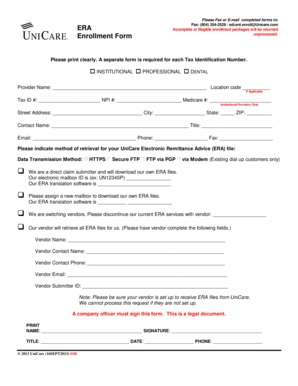 UniCare Provider Enrollment Form