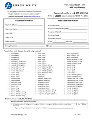 Prior Authorization Form for ARB Step Therapy