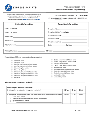 Overactive Bladder Step Therapy Prior Authorization Form