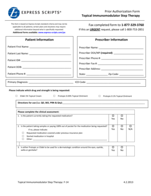 Topical Immunomodulator Step Therapy Prior Authorization Form